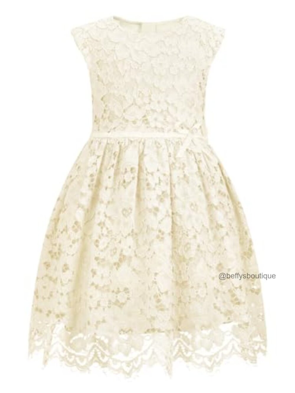 Girls Toddler Sleeveless Lace A-Line Dress Beaded Bow Special Occasion